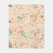 Shabby Birds & Branches Pastel Salmon Fleece Deken (Voorkant)