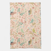 Shabby Birds & Branches Pastel Salmon Theedoek (Verticaal)