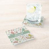 Shabby Birds & Branches Personalized Glazen Onderzetter (Schuin)