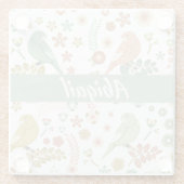 Shabby Birds & Branches Personalized Glazen Onderzetter (Achterkant)