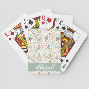Shabby Birds & Branches Personalized Pokerkaarten