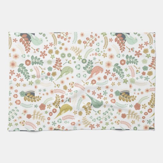 Shabby Birds & Branches White Theedoek (Horizontaal)