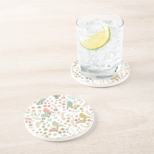 Shabby Birds & Branches White Zandsteen Onderzetter (Zijkant)