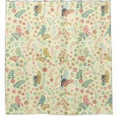 Shabby Birds & Branches Yellow Douchegordijn (Voorkant)