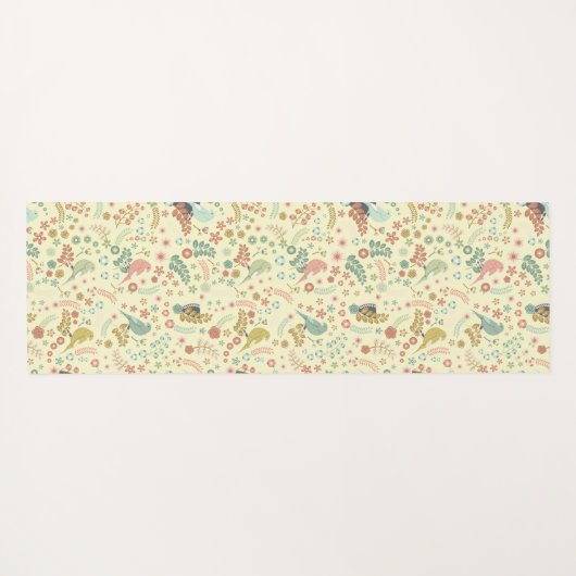 Shabby Birds & Branches Yellow Yogamat (Achterkant (horizontaal))