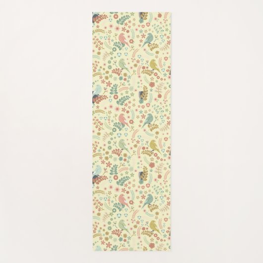 Shabby Birds & Branches Yellow Yogamat (Voorkant)