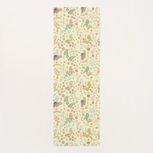 Shabby Birds & Branches Yellow Yogamat (Achterkant)