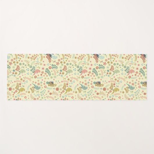 Shabby Birds & Branches Yellow Yogamat (Voorkant (horizontaal))