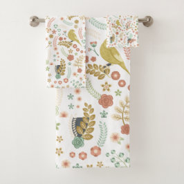 Shabby Birds & Brands White Bath Towel Set Bad Handdoek