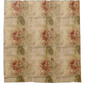 Shabby-bloem, rustic, grunge, roos, retro, worn, douchegordijn (Voorkant)
