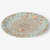 Shabby Bloemen Burlap Lace Custom Papieren Bordje (Gekanteld)