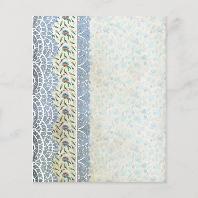 Shabby Blue Floral Collage Paper (Voorkant)