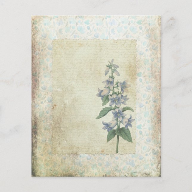 Shabby Blue Floral Collage Scrapbook Paper (Voorkant)