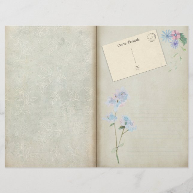 Shabby Blue Floral Decoupage Journal (Voorkant)