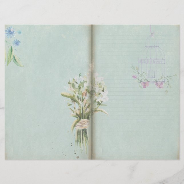 Shabby Blue  Floral Journal Page (Voorkant)