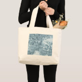 Shabby Blue French Toile Grote Tote Bag (Voorkant (product))