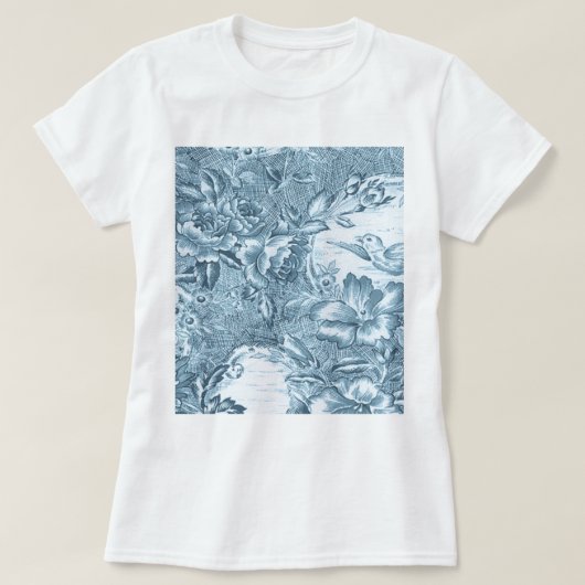 Shabby Blue French Toile T-shirt (Design voorkant)