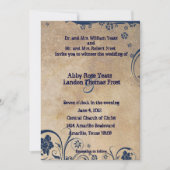 Shabby Blue Lace en Parchment Wedding Invitations Kaart (Voorkant)