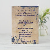 Shabby Blue Lace en Parchment Wedding Invitations Kaart (Staand voorkant)
