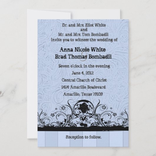 Shabby Blue Old West Leather Wedding Invitation Kaart (Voorkant)