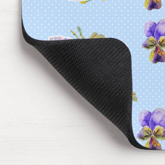 Shabby Blue Pansy floral Computer Mouse Mat Pad Muismat (Hoek)