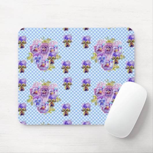 Shabby Blue Pansy floral Computer Mouse Mat Pad Muismat (Met muis)