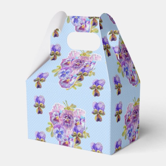 Shabby Blue Pansy Floral Dot Party Cake Favor Box Bedankdoosjes (Voorkant Zijde)