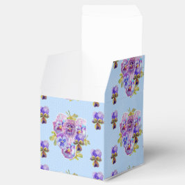 Shabby Blue Pansy Floral Dot Party Cake Favor Box Bedankdoosjes