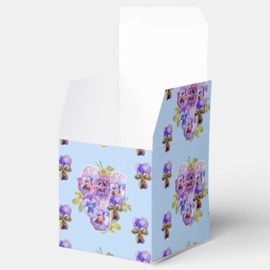 Shabby Blue Pansy Floral Dot Party Cake Favor Box Bedankdoosjes (Geopend)