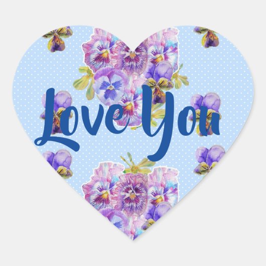 Shabby Blue Polka Dot bloemen floral Love Hart Sticker (Voorkant)