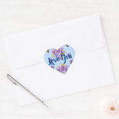 Shabby Blue Polka Dot bloemen floral Love Hart Sticker (Envelop)
