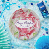 Shabby Blue Roos Bloemen Tea Party Paarse Papieren Bordje (Feest)