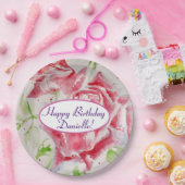 Shabby Blue Roos Bloemen Tea Party Paarse Papieren Bordje (Feest)