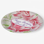 Shabby Blue Roos Bloemen Tea Party Paarse Papieren Bordje (Gekanteld)