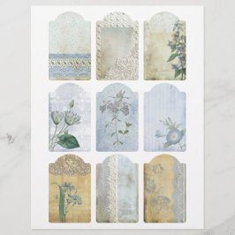 Shabby Blue Scrapbook Embellishing Labels