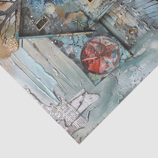 SHABBY BLUE TREINSTATION GEMENGDE MEDIA DECOUPAGE TISSUEPAPIER (Detail)