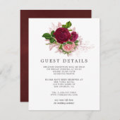  Shabby Blush en Bourgondische Gastengegevens Informatiekaartje (Voorkant / Achterkant)