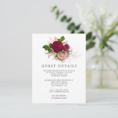  Shabby Blush en Bourgondische Gastengegevens Informatiekaartje (Staand voorkant)