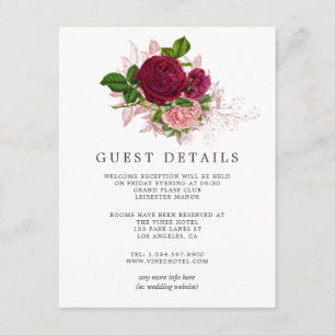  Shabby Blush en Bourgondische Gastengegevens Informatiekaartje