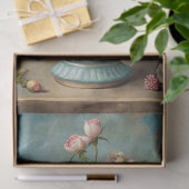  shabby blush rozen boeket in blauw vaas tissuepapier (Geschenk)