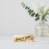 Shabby Blush Waterverf Rozen & Gold Afspraak Mini Visitekaartje (Staand voorkant)