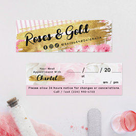 Shabby Blush Waterverf Rozen & Gold Afspraak Mini Visitekaartje