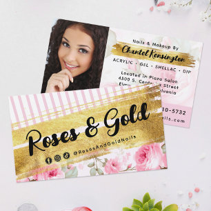 Shabby Blush Waterverf Rozen & Goud Social Foto Visitekaartje