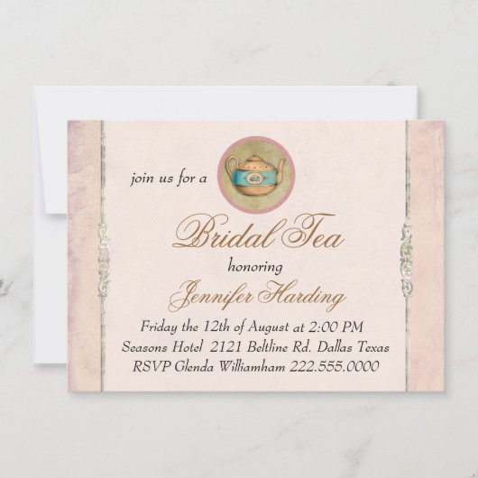 Shabby Bridal Tea Party Kaart (Voorkant)