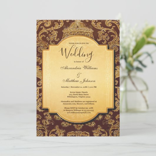 Shabby  bruin goudvogel Weddenschap Kaart (Staand voorkant)