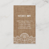 Shabby Burlap met Elegant Lace - Retro Rustic Visitekaartje (Achterkant)