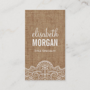 Shabby Burlap met Elegant Lace - Retro Rustic Visitekaartje