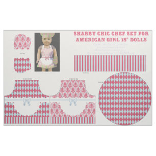 Shabby Chic 18" Doll Cut & Sew Chef Set Roos Blauw Stof