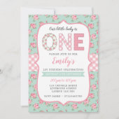 Shabby Chic 1e verjaardag uitnodiging (Voorkant)