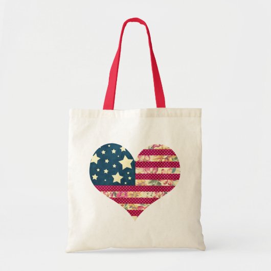 Shabby Chic | Amerikaanse vlag Heart Tote Bag (Voorkant)